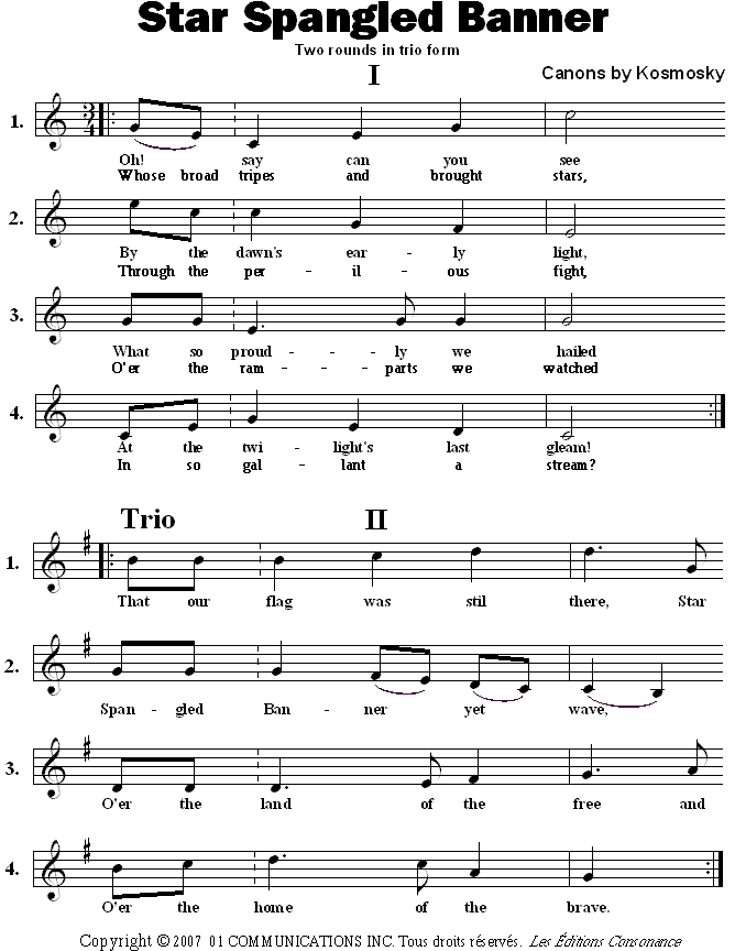 A trio round on Star Spangled Banner themes