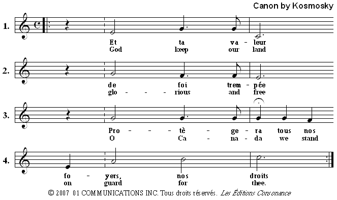 Round canon on themes from O Canada